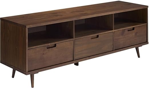 Millie Mid Century Modern 3 Drawer Solid Wood Low Stand for TVs up to 80 Inches