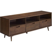 Millie Mid Century Modern 3 Drawer Solid Wood Low Stand for TVs up to 80 Inches