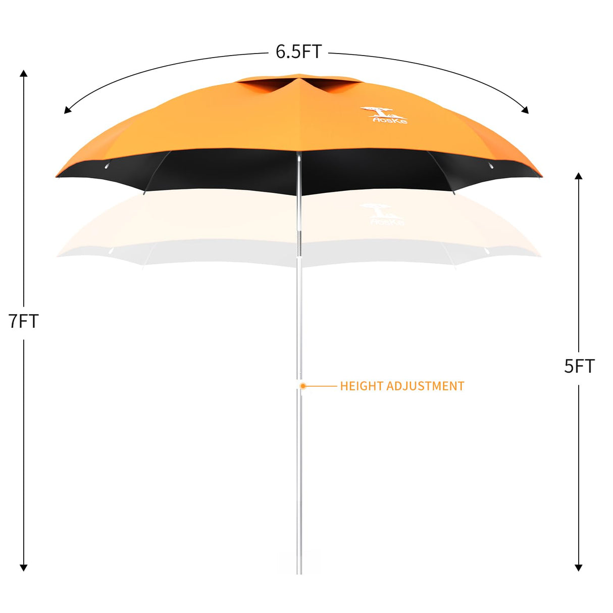 Beach Umbrella 6.5FT Portable - Patio Umbrella with Sand Anchor Tilt Vent - UPF50+ UV Protection