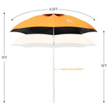 Beach Umbrella 6.5FT Portable - Patio Umbrella with Sand Anchor Tilt Vent - UPF50+ UV Protection