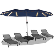 15FT Solar LED Patio Umbrella with Base,Outdoor Double-Sided Umbrella