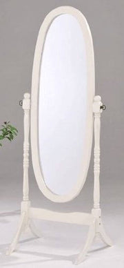 Swivel Full Length Cheval Floor Mirror - White Wood Frame