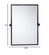 28.5 x 36'' Black Metal Framed Pivot Rectangle Bathroom Mirror Tilting Beveled Vanity