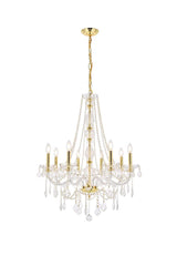 Elegant Lighting 7858D28G/RC Royal Cut Clear Crystal Verona 8-Light, Single-Tier Crystal Chandelier, 28" x 34", Finished in Gold with Clear Crystals