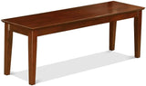 W Dining Table Bench with Solid Wood Seat, 51x15x18 Inch, Linen White