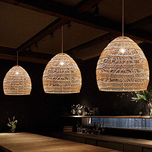 Ceiling Pendant Light, Curved Bamboo Semi Flush Light 1 Bulb Beige Ceiling Suspension