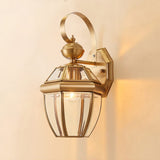 Gold Wall Outdoor Lantern Rainproof Wall Sconce with Clear Glass Shade Wall Mounted