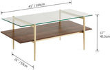 Glass Coffee Table, Clear Double Layer Glass Coffee Table