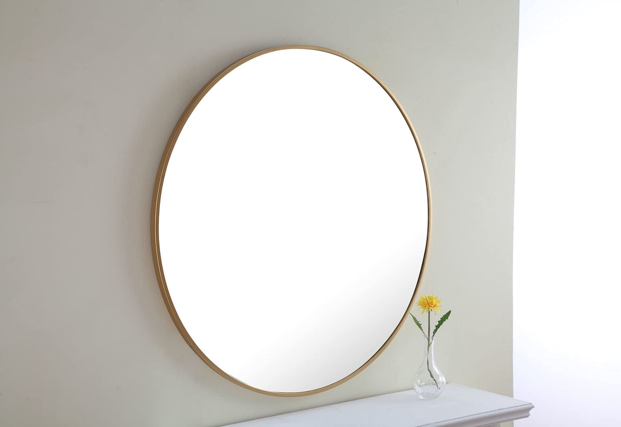 Eternity 32" Round Metal Frame Mirror in Silver