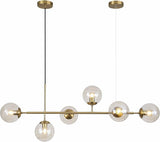 Lighting Globe Linear Chandelier 6 Light Amber Glass Pendant Light Fixture Gold Kitchen