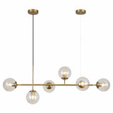 Lighting Globe Linear Chandelier 6 Light Amber Glass Pendant Light Fixture Gold Kitchen