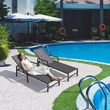 Outdoor Patio Lounge Chair Set of 2, Aluminum Chaise Lounge Outdoor with 5 Adjustable