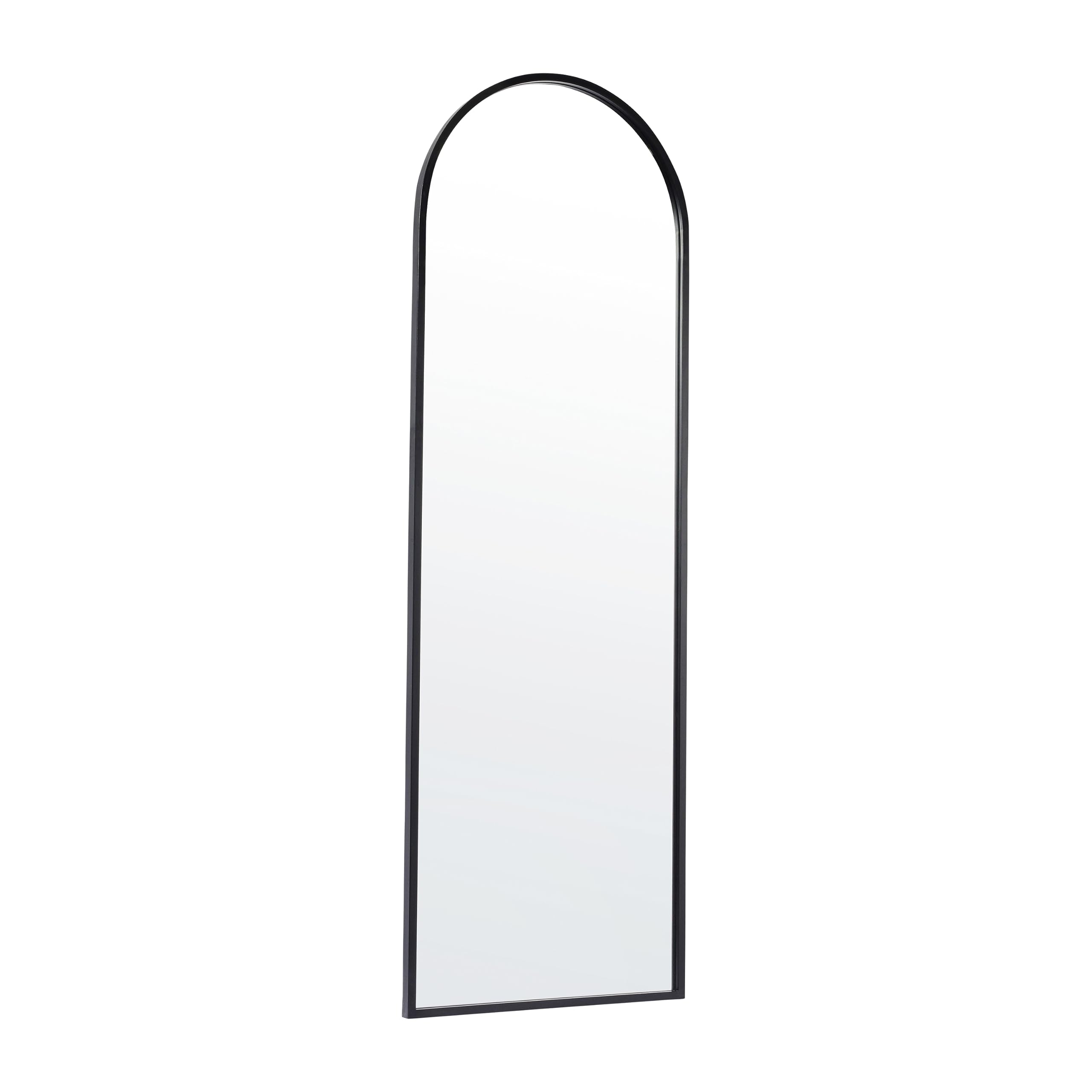 Black Arched Full Length Mirror - 65x22 Minimalist Metal Frame