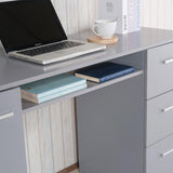 Computer Desk with 3 Drawers, 1 Door and 1 Storage Shelf, Wood Writing Home Office Workstation,