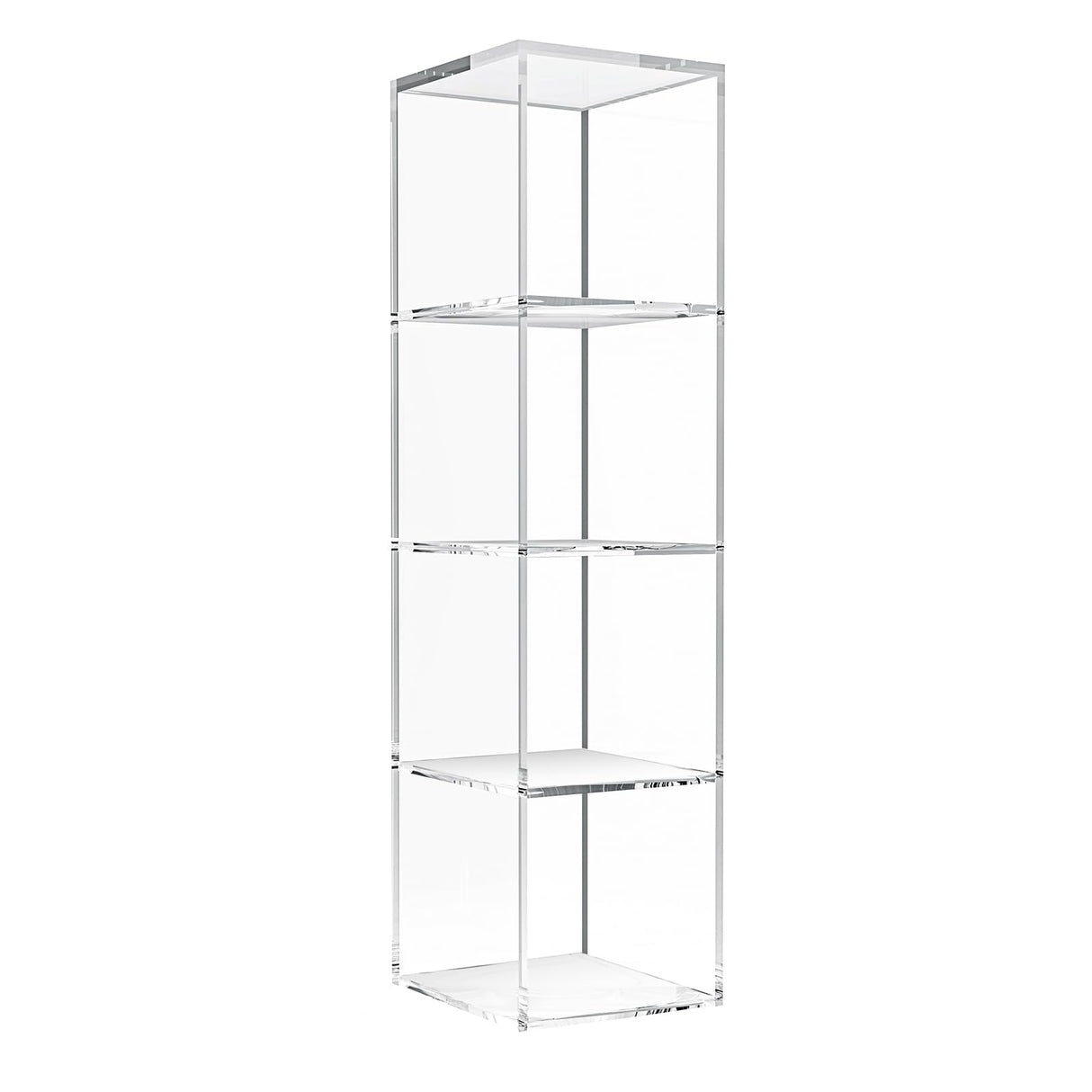 Acrylic Bookcase 4-Tier, Clear Acrylic Bookshelf, Open Display Storage Clear Bookshelf