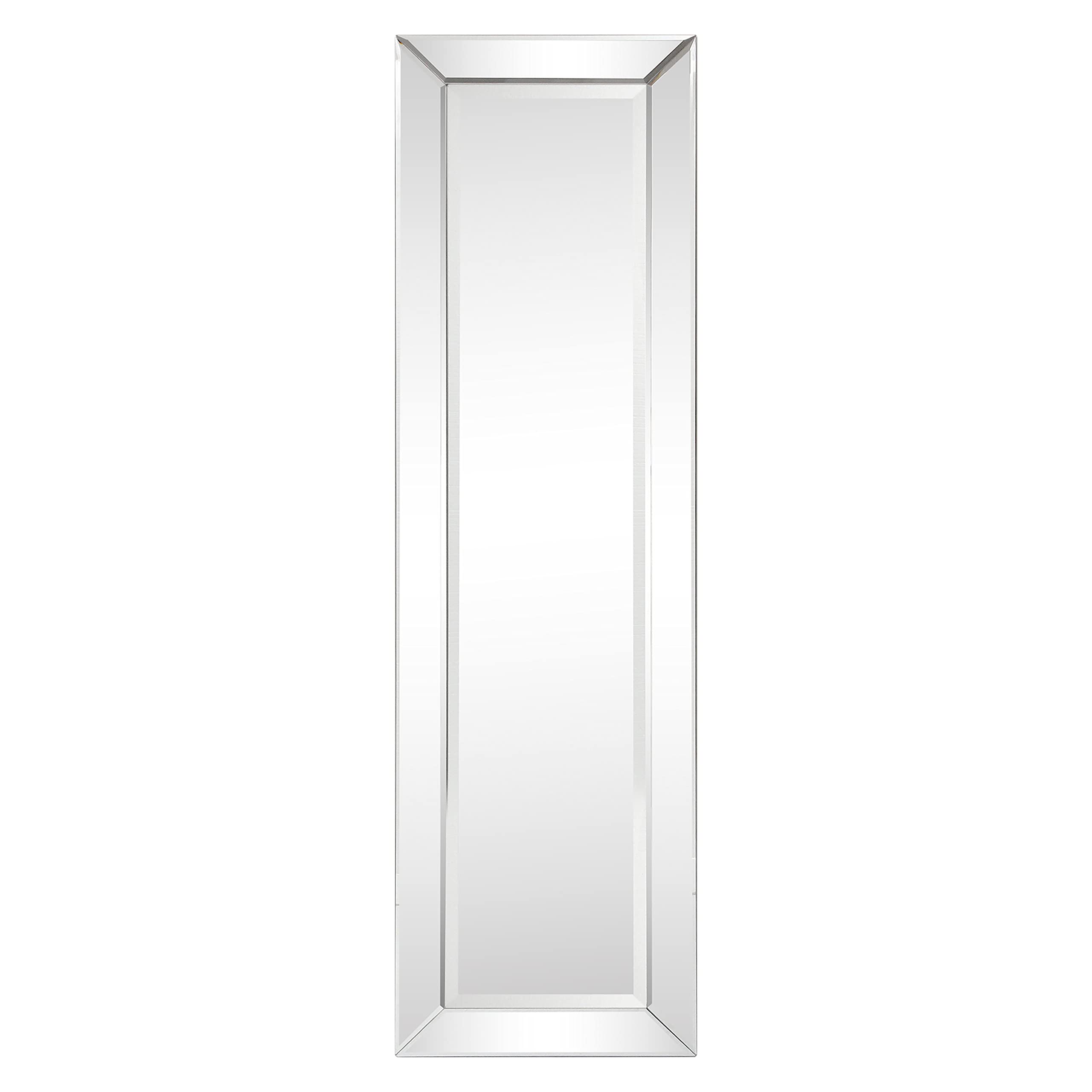 Empire Art Direct Moderno Cheval, Solid Wood Frame with 1"-Beveled Center Full Length Modern Mirror for Bathroom,Bedroom,Living Room,Ready to Stand on The Floor, 18" x 64", Clear