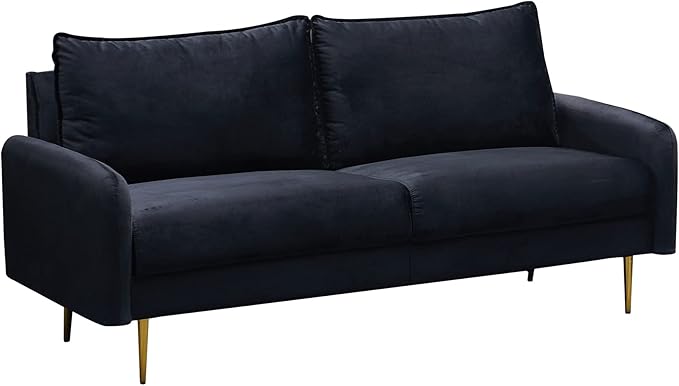 Velvet Loveseat Modern Sofa Tufted Couch with Metal Legs for Living Room, Bedroom, Office, Playroom - Prussian Blue