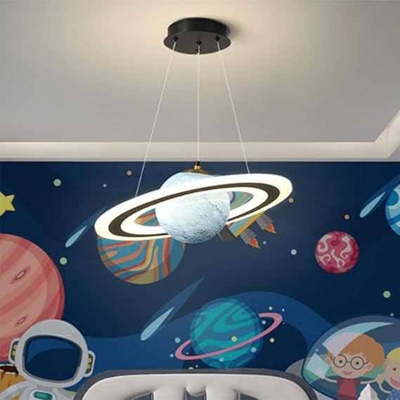 Kids Planet Glass Pendant Light - LED Dimmable Space Chandelier