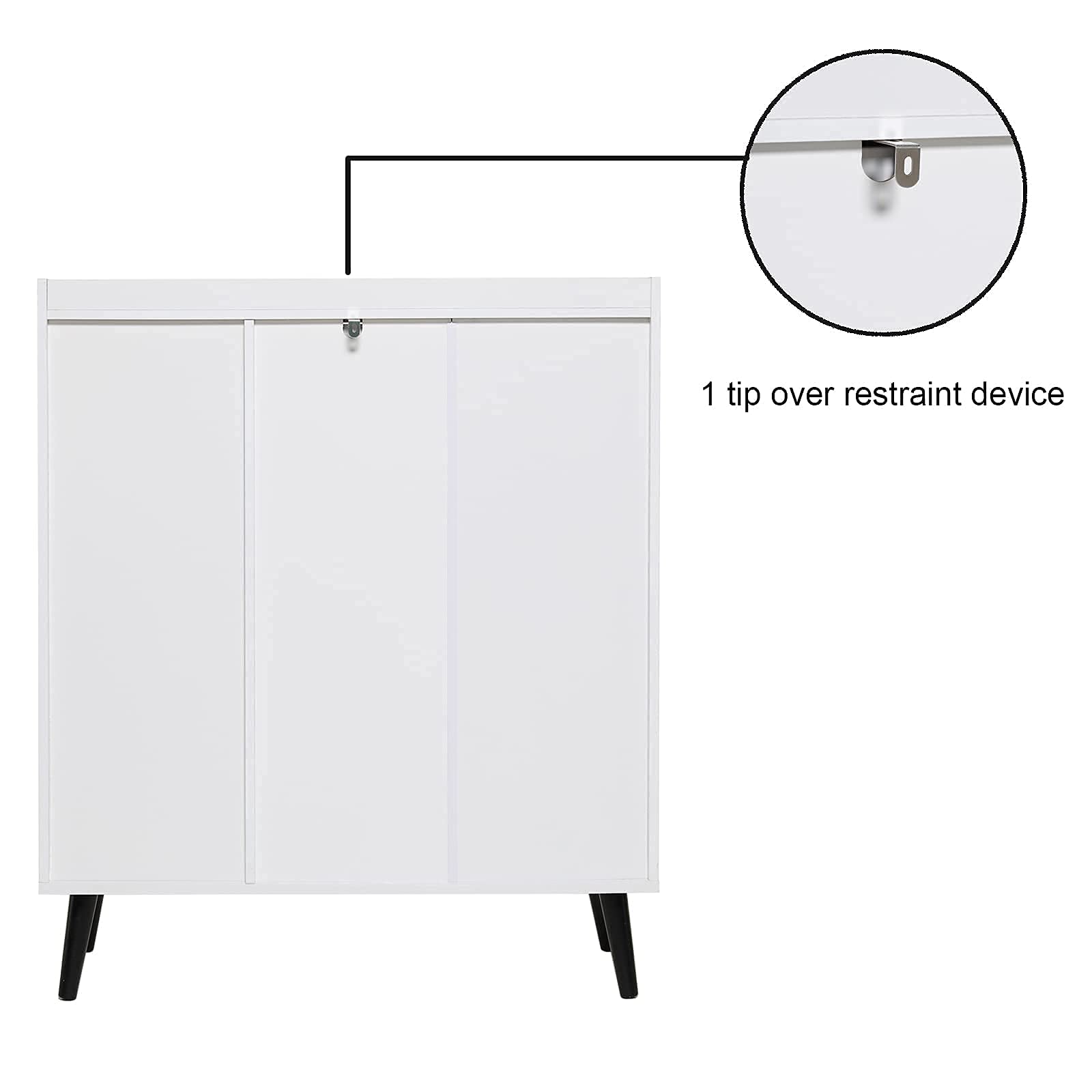 Storage Cabinet, Floor Storage Cabinet with 1 Large Space, 2 Doors & 3 Shelves,