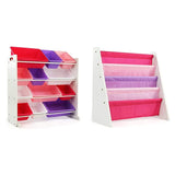 Kids' Toy and Book Storage Bundle (Pink, Purple and White)