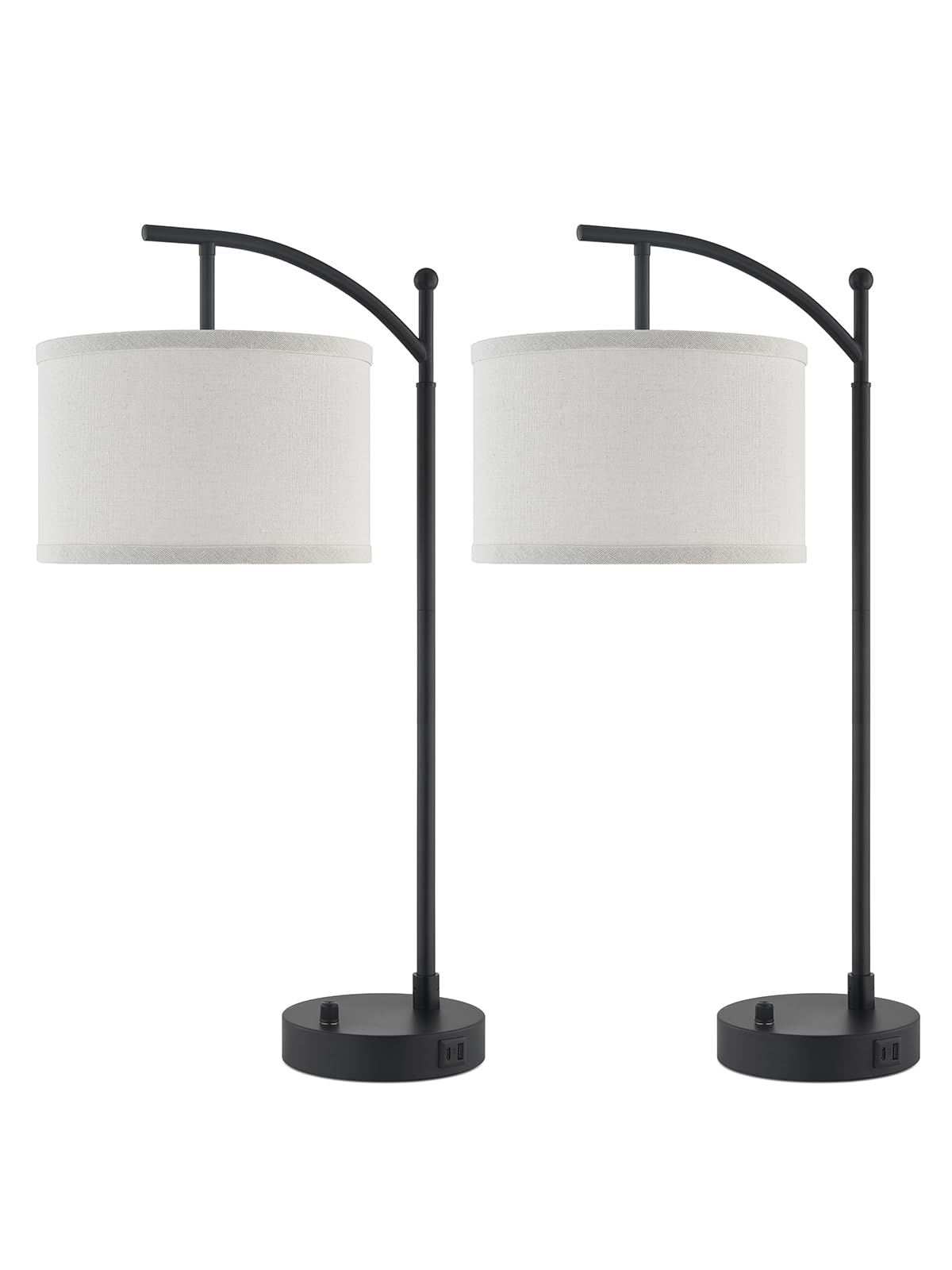 23.5" Table Lamps Set of 2 with USB C+A Ports and Dimmable LED Bulbs