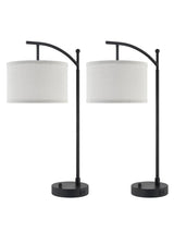 23.5" Table Lamps Set of 2 with USB C+A Ports and Dimmable LED Bulbs