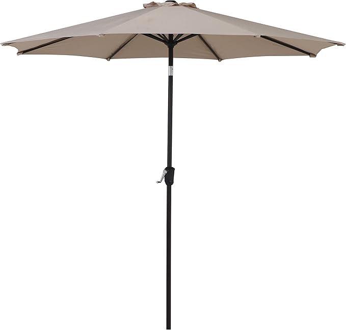 9FT Patio Umbrella with Fringe, Outdoor Tassel Umbrella with Push-Button Tilt for Poolside