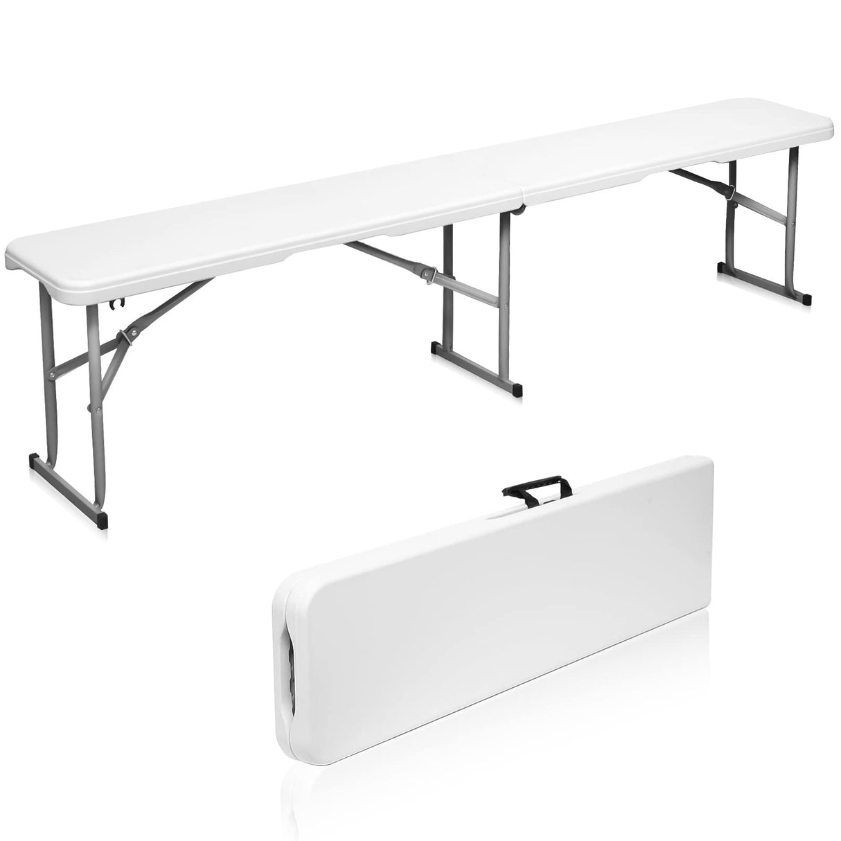 Folding Bench 6 Foot, Plastic Folding Bench Seat Portable Foldable Bench Seating Picnic Party Camping Dining Seat