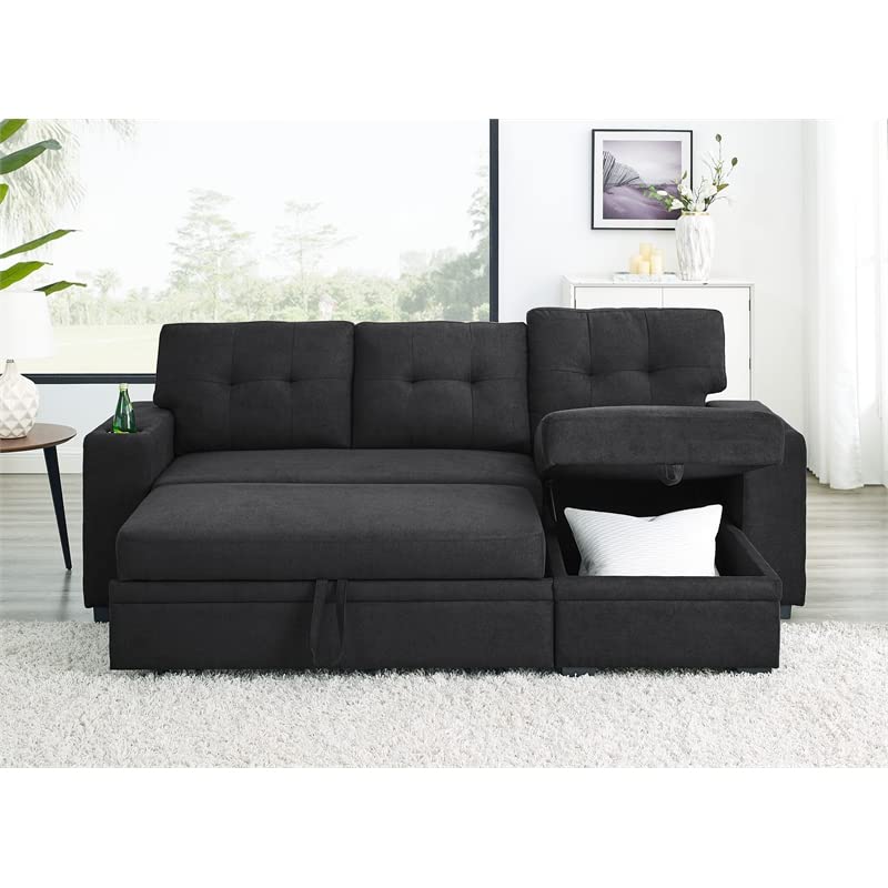 Upholstery Polyester Blend Fabric Convertible Sectional Sleeper Sofa