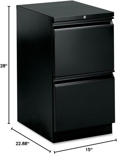 HON Brigade Mobile Pedestal | 2 File Drawers | Radius Pull | 15" W | Black Finish