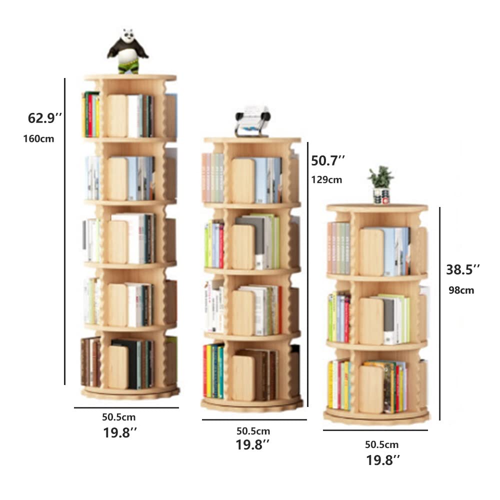Bedroom Book Shelf Bookcase Pine Rotating Bookshelf Floor Solid Wood Simple Home