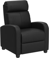 Chair for Living Room Padded Wide Seat Sofa PU Leather Reclining Chair with Footrest & Backrest, Wingback Heavy Duty Modern Single Sofa Home Theater Seating Easy Lounge, Black