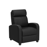 Chair for Living Room Padded Wide Seat Sofa PU Leather Reclining Chair with Footrest & Backrest, Wingback Heavy Duty Modern Single Sofa Home Theater Seating Easy Lounge, Black