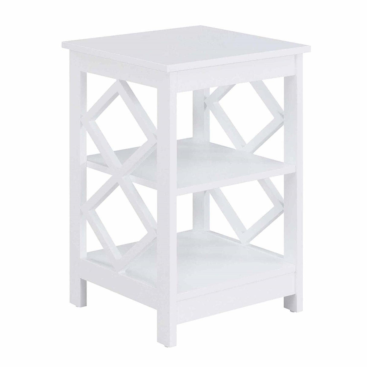 Diamond End Table, White