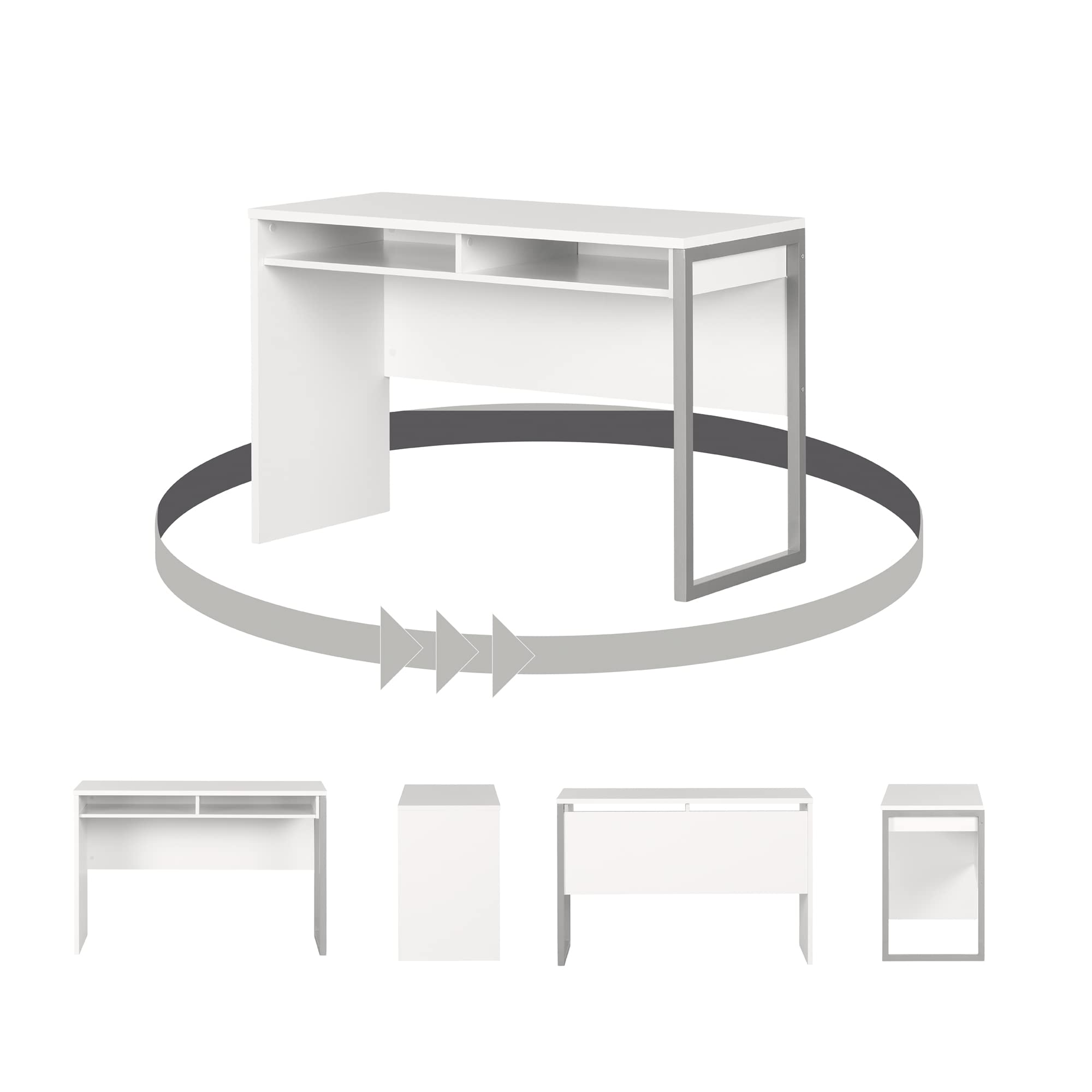 Sleek Metal Finish – Open Storage for Laptop and Tablet – Pure White - by South Shore