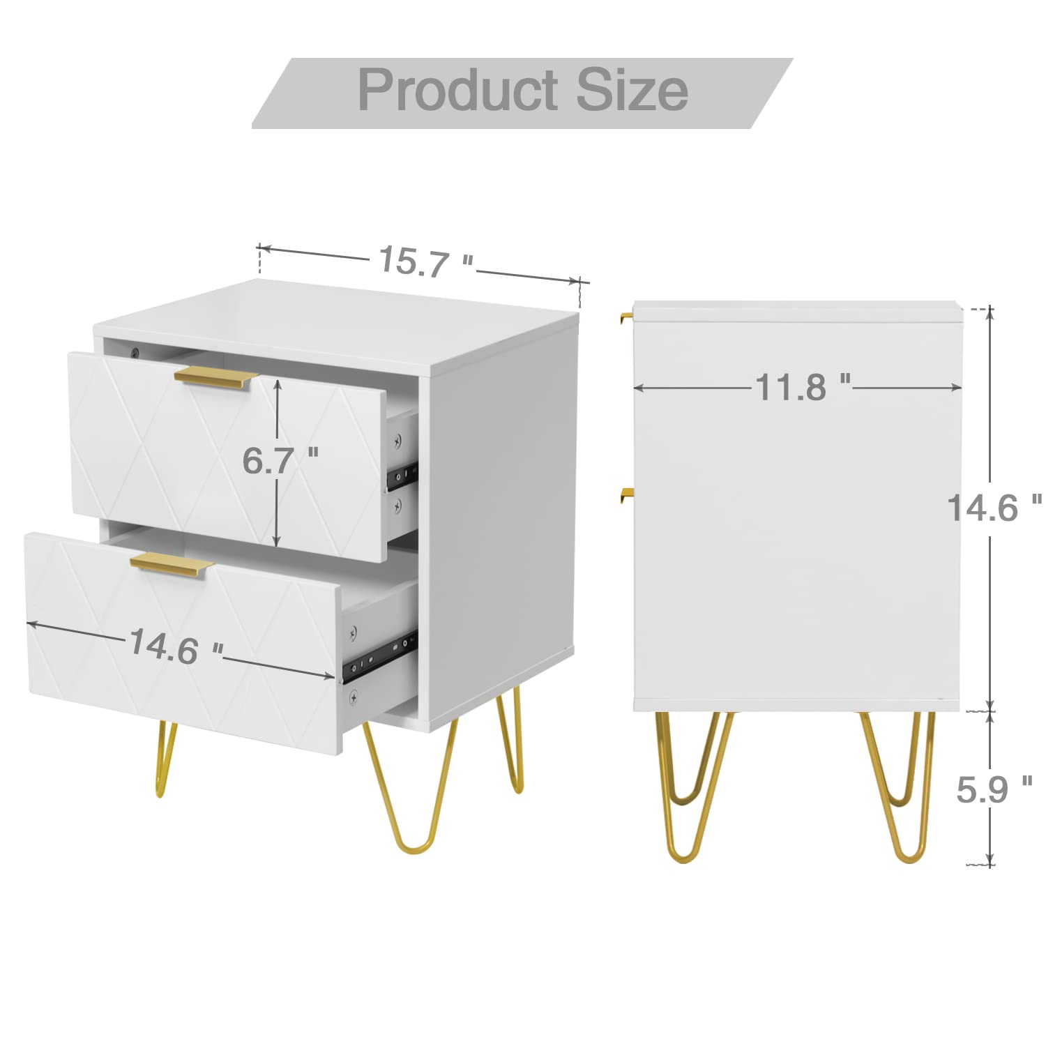 9 Drawer Dresser and Night stand Sets for Bedroom, Two Drawers Nightstand Set of 2