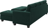 Velvet Convertible 4-Seat Sectional Sofa with Reversible Chaise L