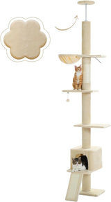 Cactus Cat Tree for Indoor Cats, 53'' Green Cat Tower with Large Cat Condo