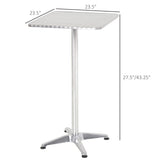 24 Inch Square Bar Table 43" H Adjustable Stainless Steel Top Aluminum Frame