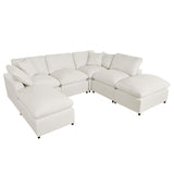 U-Shaped Oversized Modular Cushions Sectional Sofa Couch,L/U 6 Seaters DIY Free