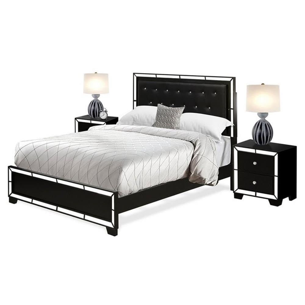 3-PC Nella Bedroom Set with Button Tufted Queen Bedframe