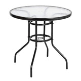 Round Patio Table with Umbrella Hole, 32" Outdoor Dining Table