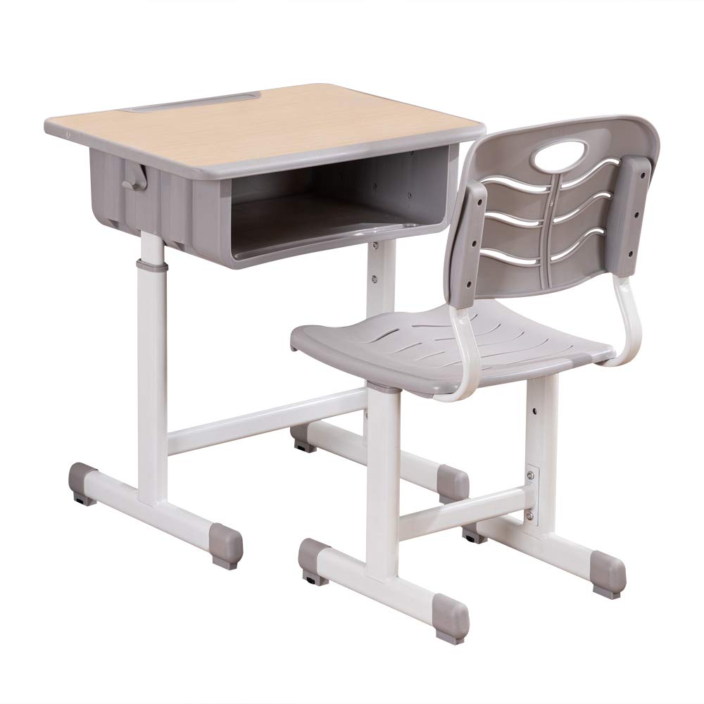 Chair Combo, Height Adjustable Children's Desk and Chair Workstation with Drawer,