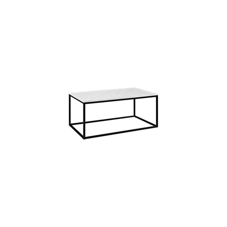 Modern Marble and Metal Frame Open Rectangle Coffee Accent Table Living Room Ottoman