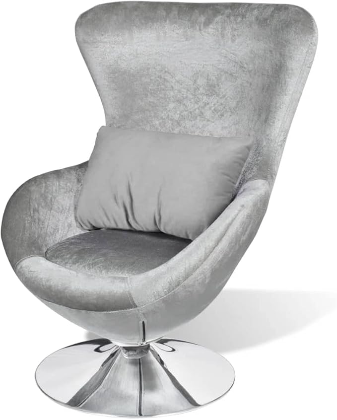 Egg Chair with Removable Cushion, Light Green Velvet Upholstery