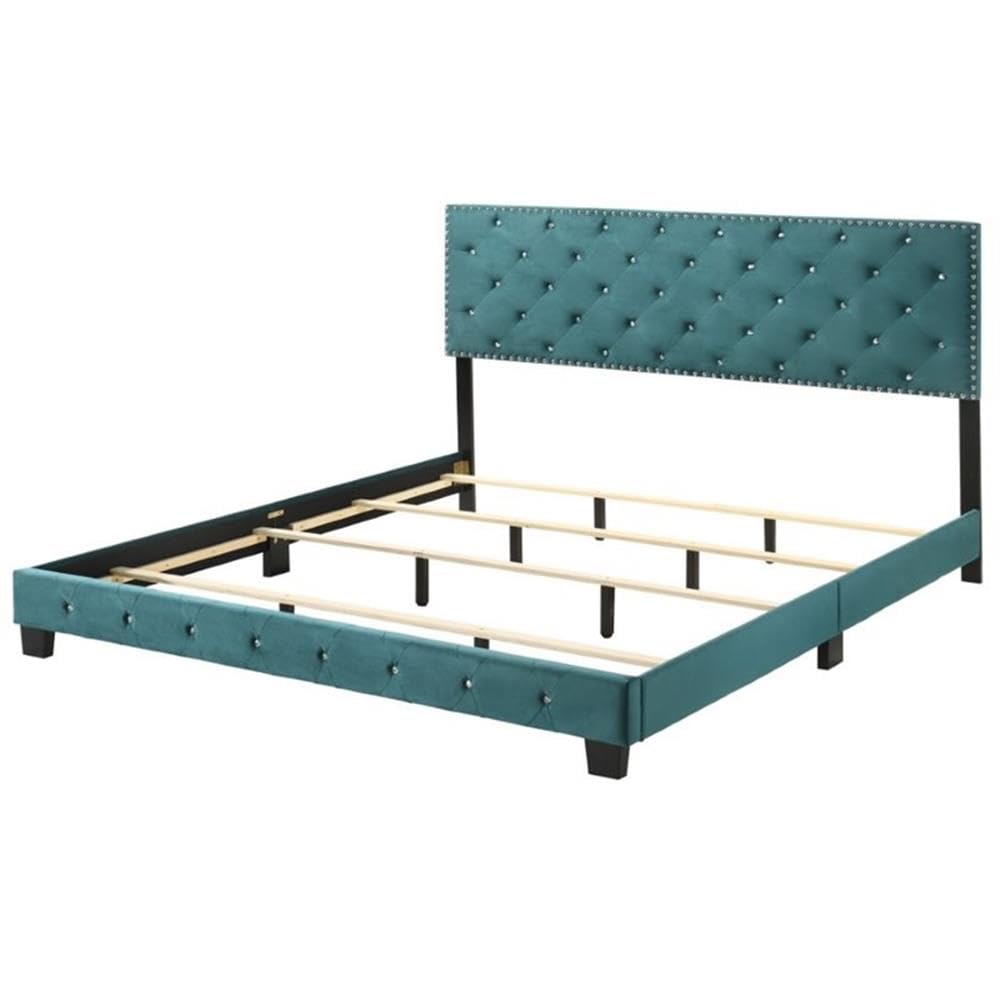Suffolk Velvet Upholstered King Bed in Green