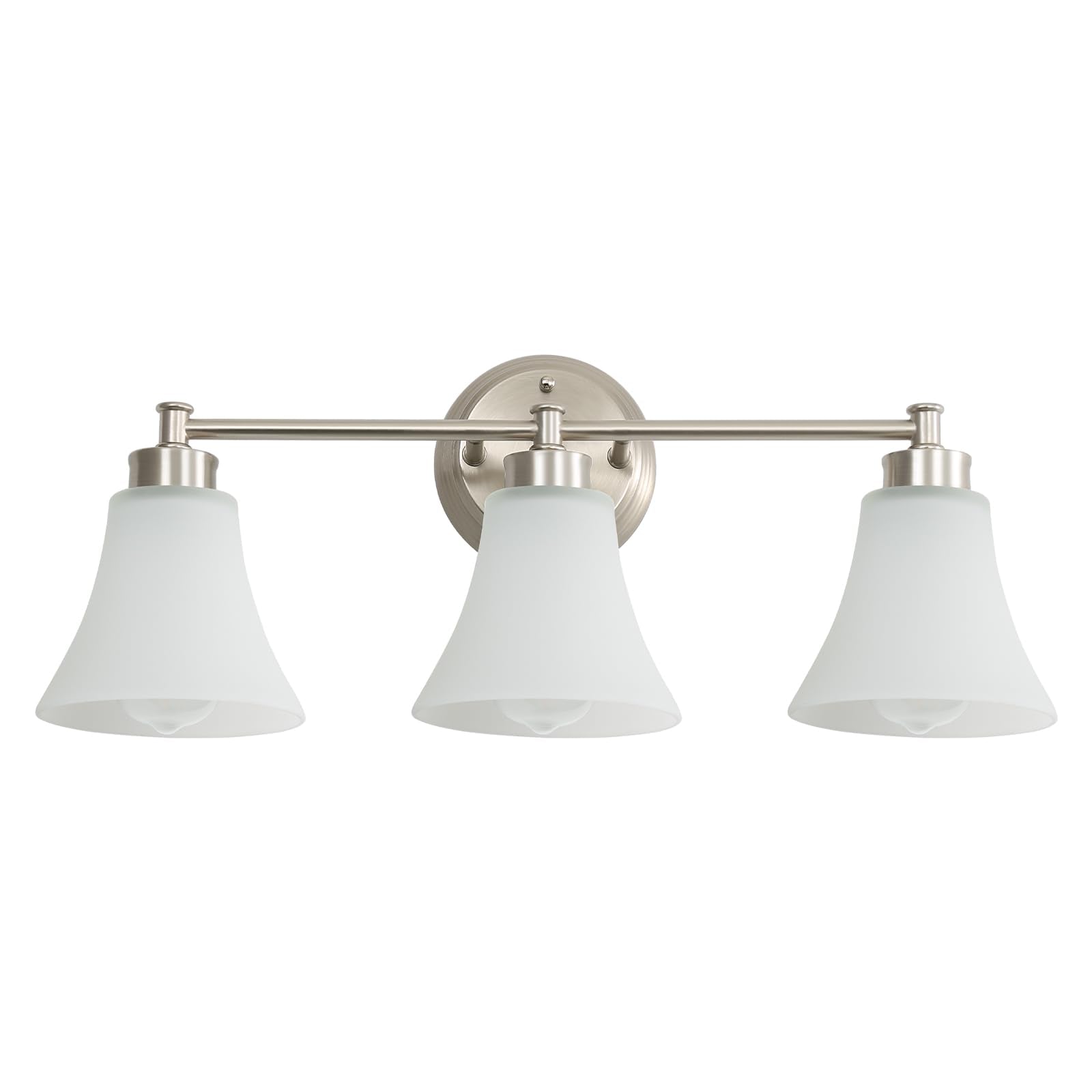 3 Light Vintage Brushed Nickel Vanity Lighting Fixtures over Mirror