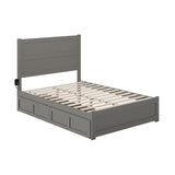 NoHo Full Size Platform Bed with Footboard & Storage Drawers in Grey