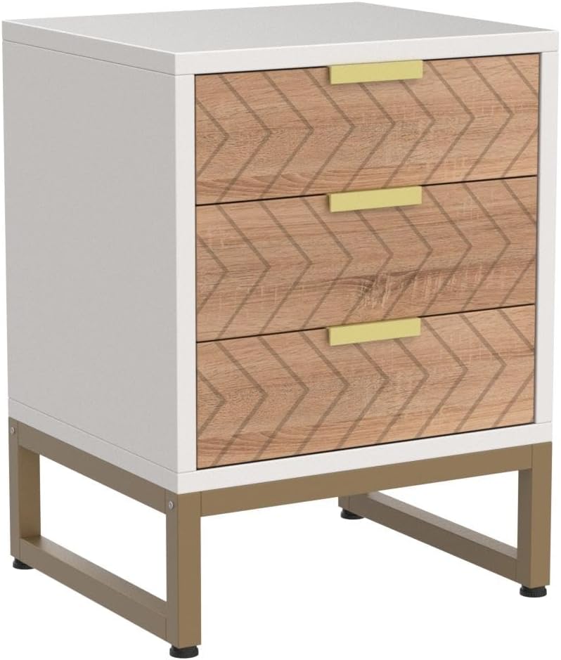 Nightstand Set of 2, Modern 3 Drawers Bedside Table