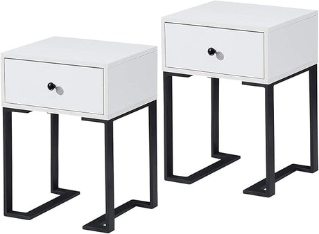 Nightstand with Storage Drawer Set of 2, End/Side Table for Bedroom